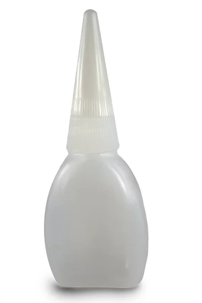 Recipiente Para Cola Plástico Fosco Universal Close Imagem Isolada Branco — Fotografia de Stock