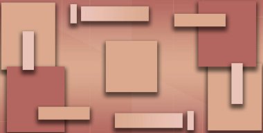 Kare ve dikdörtgen şeklinin karışımından oluşan bir resim. Geometrik şekiller yığılıyor.