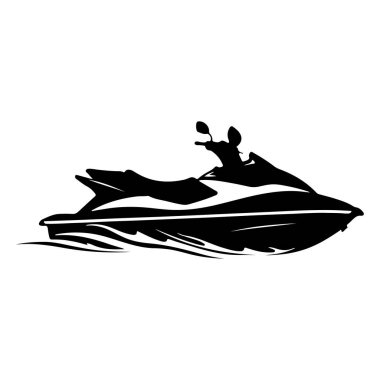 Jet Ski Silhouette with Rider in Motion over Water Waves, Perfect for Summer Sports and Adventure Themes in Stock Photography