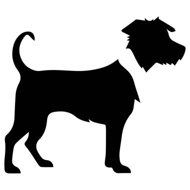 Silhouette of a Playful Dog in Profile with Curved Tail and Upright Ears, Perfect for Pet-themed Designs and Illustrations