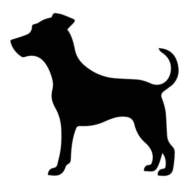 Black Silhouette of a Medium-Sized Dog Standing with Tail Curled, Perfect for Pet-Related Designs and Advertisements