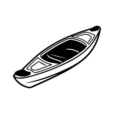 Minimalistic Black and White Illustration of a Canoe for Outdoor and Water Sports Theme