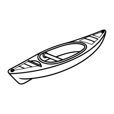 Illustrated single kayak design on a white background, perfect for water activities, adventure themes, and outdoor illustrations