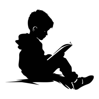 Silhouette of a young boy reading a book in a quiet and cozy setting, showcasing the beauty of imagination and storytelling for children