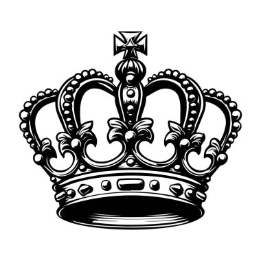 Elegant Vintage Crown Design with Intricate Details for Royalty Themed Artwork and Graphic Projects