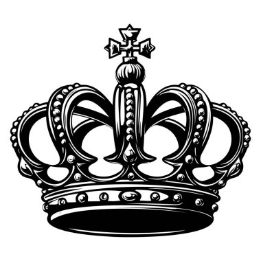 Elegant Royal Crown with Intricate Design and Decorative Jewels on White Background for Symbolizing Power and Authority