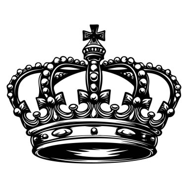 Elegant Vintage Crown Illustration with Decorative Elements and Intricate Design for Royalty or Celebration Theme