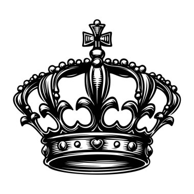 Ornate Crown Design Engraving with Detailed Elements and Royal Symbolism for Elegant Visual Representation and Artistic Use