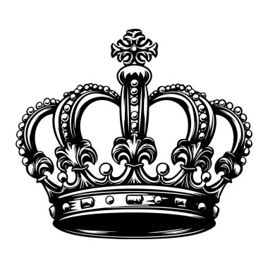 Elegant Royal Crown Illustration in Vintage Style with Intricate Details for Regal Themes and Historical Designs