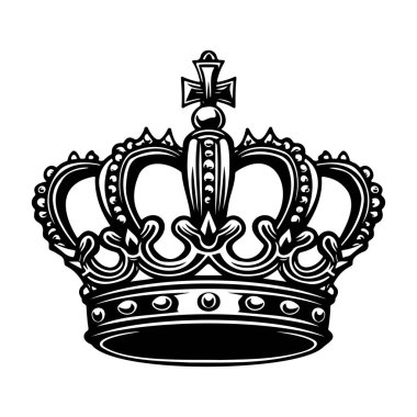 Elegant vintage crown illustration with intricate details, perfect for royal themed designs, invitations, and branding purposes
