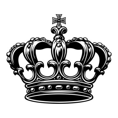 Elegant vintage crown design featuring intricate detailing and royal embellishments, perfect for themes of monarchy and nobility