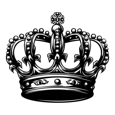 Elegant Crown Design Illustrating Royalty with Intricate Details and Classic Style for Use in Creative Projects and Print Media