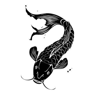 Elegant Black Koi Fish with Detailed Scales and Graceful Movement in Unique Artistic Style for Water and Nature Themes
