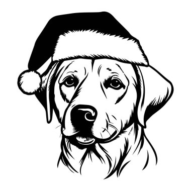 Adorable dog wearing festive Christmas hat and Santa Claus costume for holiday season celebration and joyful pet-themed decoration ideas