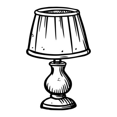 Hand-Drawn Vintage Table Lamp Illustration with Shades and Decorative Base Design for Home Decor and Design Concepts