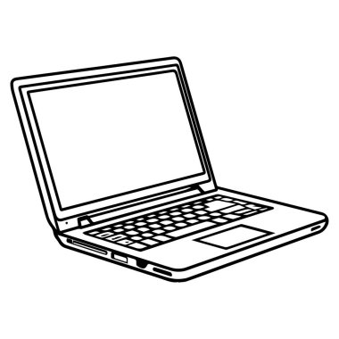 Outline of a Laptop Computer with Open Screen for Modern Technology and Digital Workspace Visuals