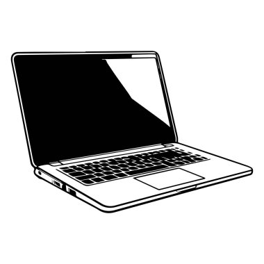 Minimalist outline of a modern laptop showcasing a sleek design ideal for digital lifestyle and technology-related themes in stock photography