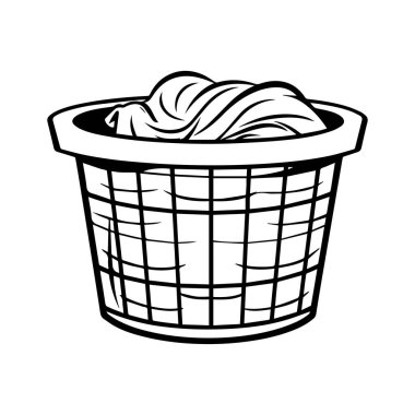 Laundry Basket with Soft Clothes Ready for Sorting and Folding in Minimalist Black and White Design for Clean Living Environment