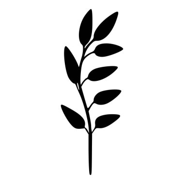 Elegant and Simple Leafy Branch Silhouette for Minimalistic Design and Nature Inspired Artwork