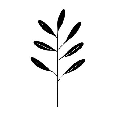 Minimalist Black Leafy Branch Silhouette for Artistic and Nature-Themed Designs or Illustrations