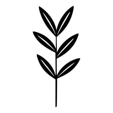 Elegant Black Silhouette of a Leafy Stem in Minimalist Design for Nature-Inspired Themes