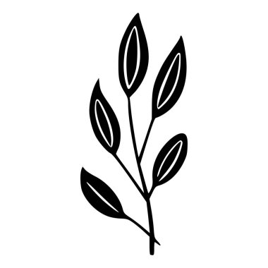 Elegant silhouette of a leaf branch with elongated leaves for design, decoration, and nature-themed projects, trending in botanical art and illustration