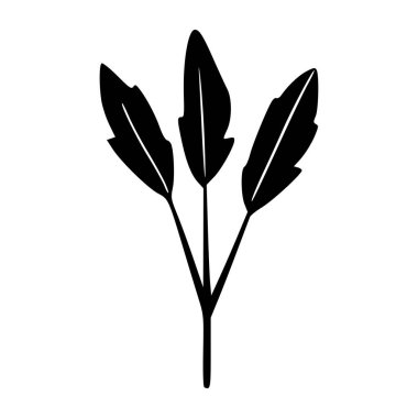 Black silhouette of three stylized leaves on a plain background representing nature, organic, and botanical elements suitable for various designs