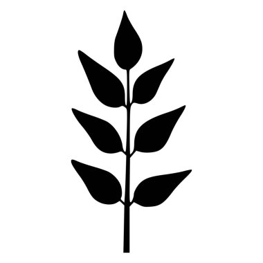 Elegant Silhouette of a Leafy Plant Stem with Stylized Leaves for Minimalist and Nature-Inspired Designs