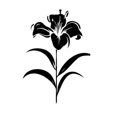 Elegant Black and White Lily Flower Silhouette for Artistic Designs and Creative Projects