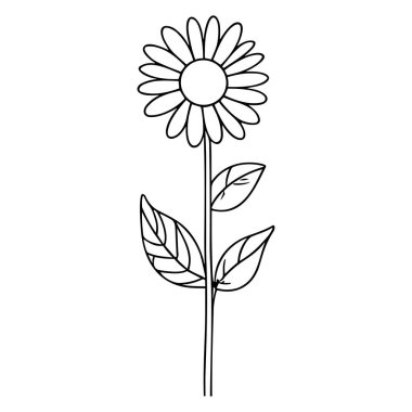 Hand-drawn Sunflower Illustration with Simple Lines and Details for Artistic and Creative Projects in Black and White