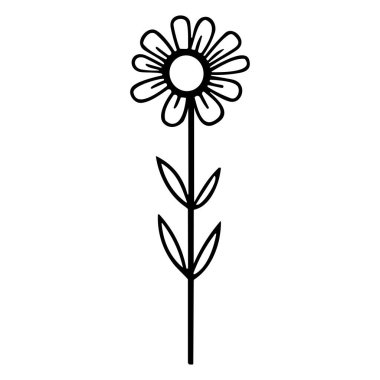 Simple Line Drawing of a Flower with Petals and Leaves Suitable for Various Design Projects and Creative Uses