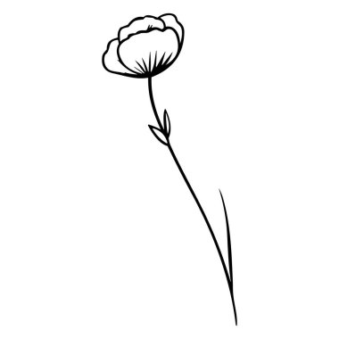Elegant single line art illustration of a delicate flower with a slender stem for design and decorative purposes in various creative projects