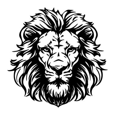 Intricate Artistic Lion Head Design with Dramatic Lines and Strong Features for Bold Graphic Projects and Nature-Inspired Themes