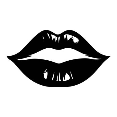 Elegant Black Silhouette of Lips with Subtle Details for Creative Projects and Design Use