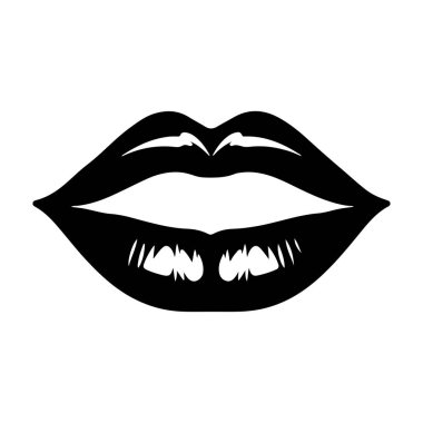 Minimalist design of black and white lips with subtle details and elegant curves, perfect for artistic expression and creative projects.
