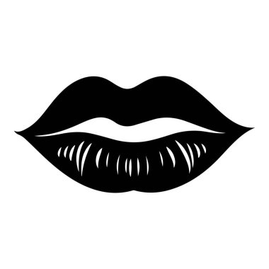 Artistic Black Silhouette of Lips with Distinctive Contours and Textures Ideal for Beauty and Fashion Themes