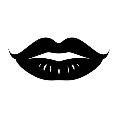 Elegant Black Silhouette of Lips with Mustache, Perfect for Fashion and Beauty Themes