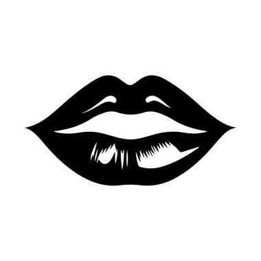 Stylish Black Lip Illustration on White Background for Creative Projects and Graphic Designs with Bold Artistic Flair
