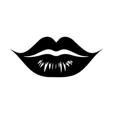 Elegant black silhouette of a woman's lips showcasing natural beauty and allure, perfect for fashion, cosmetics, and beauty related themes.