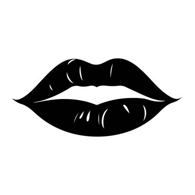 Close-Up of Stylish Lips in Bold Black Silhouette for Creative Design and Artistic Representation in Fashion and Beauty Concepts