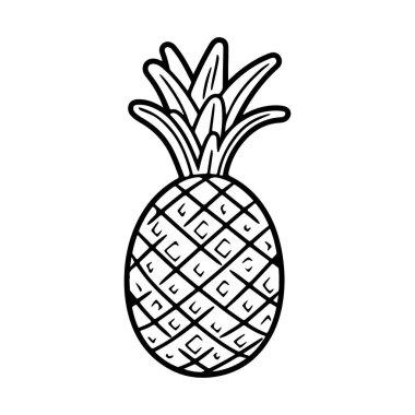 Hand-Drawn Pineapple Illustration with Detailed Texture and Unique Style in Black and White for Creative Projects and Design Use