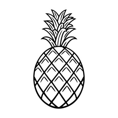 Hand-drawn pineapple illustration with intricate details showcasing tropical fruit design in black and white for creative projects