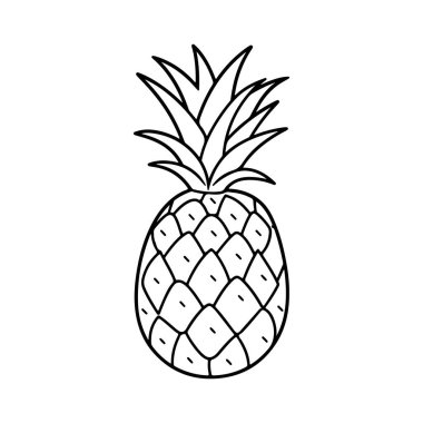 Hand-drawn Outline of a Pineapple in Simple Black and White Style Suitable for Design Projects
