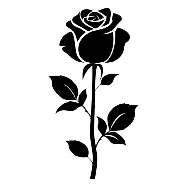 Elegant Black Rose Silhouette Design for Floral Art, Tattoos, and Decoration