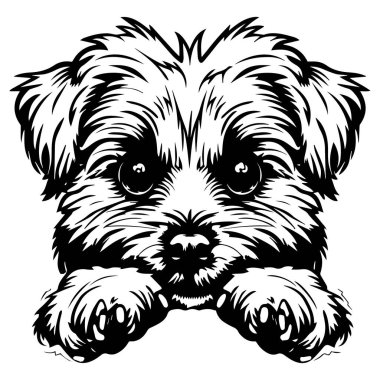 Cute and Playful Puppy Illustration in Black and White, Perfect for Pet Lovers and Animal Enthusiasts