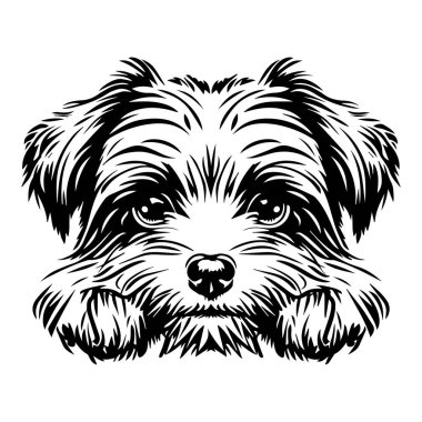 Cute and Adorable Dog Illustration in Black and White Style, Perfect for Pet Lovers and Animal Enthusiasts