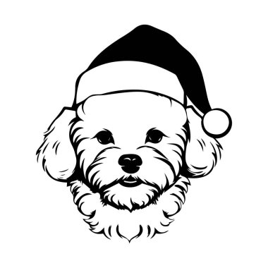 Cute Dog with Santa Hat Illustration Perfect for Holiday Greeting Cards and Seasonal Decorations