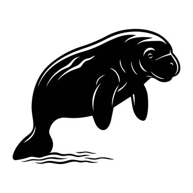 Manatee Silhouette in Calm Waters, Representing Conservation Efforts and Marine Life Awareness, Emphasizing Natural Beauty and Threatened Species