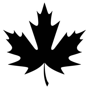 Black silhouette of a maple leaf design suitable for creative projects, logos, and nature themes in graphic design, textiles, or print materials