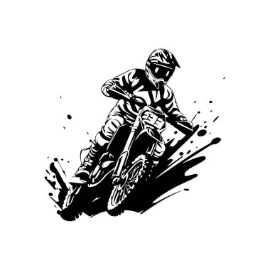 Dynamic Motocross Rider in Action, Capturing the Thrill of Off-Road Racing with a Bold and Energetic Silhouette Design